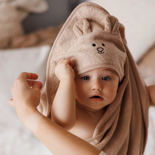 Hood for warmth and comfort after bathing
