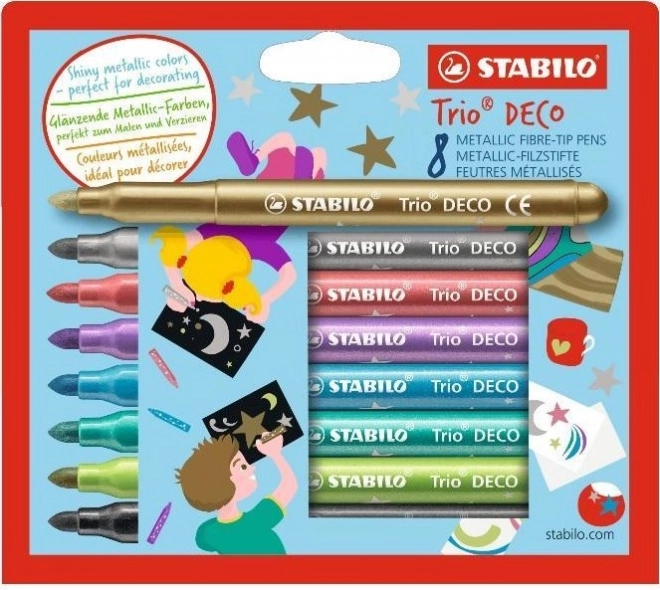 STABILO Trio Deco rinkinys 8 metaliniai flomasteriai