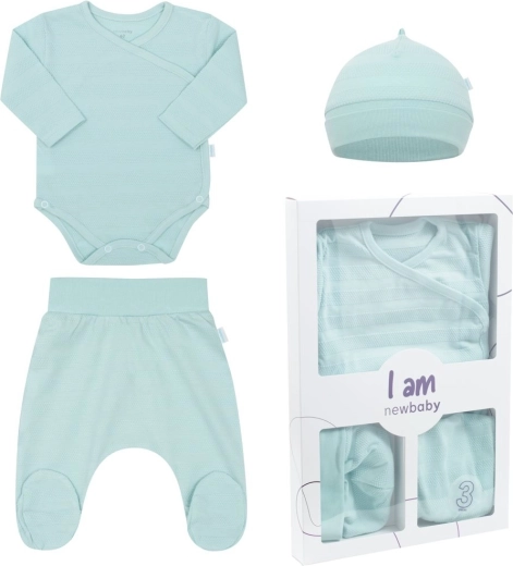 3 dalių kūdikių rinkinys į gimdymo namus New Baby I AM mėlynas, dydis 62 (3–6 mėn.)