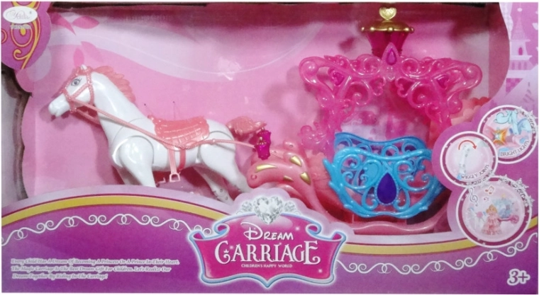 Doll Carriage with Horse with Light Effects