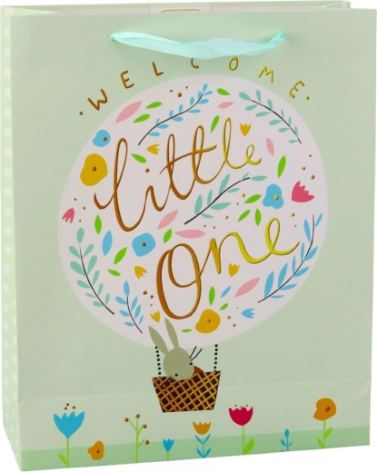 Green Gift Bag with Bunny for Welcoming Baby
