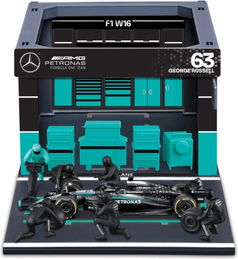 Bburago Formula racing F1 Pit Pass rinkinys Mercedes-AMG Petronas W16 2025 George Russell 1:43
