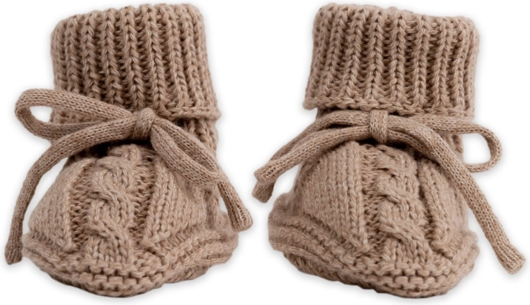 Lodger megztos kūdikių šlepetės Knit Cable Fudge 0–6 mėn.
