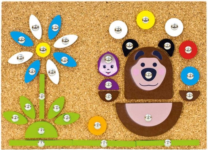 Bino wooden hammer-and-pegs set with hammer Masha and the Bear