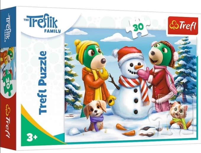Dėlionė Trefl Treflikų šeima: Žiemos pramogos (30 detalių)