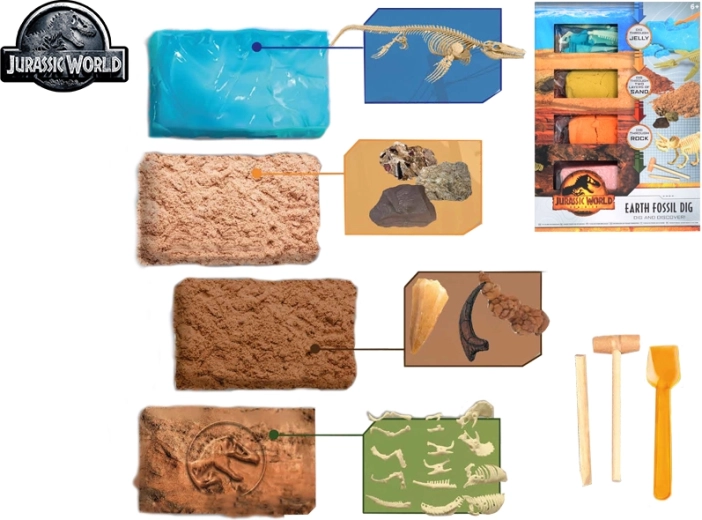 Jurassic World – Dinosaur Fossil Excavation Set, 4 Fossils