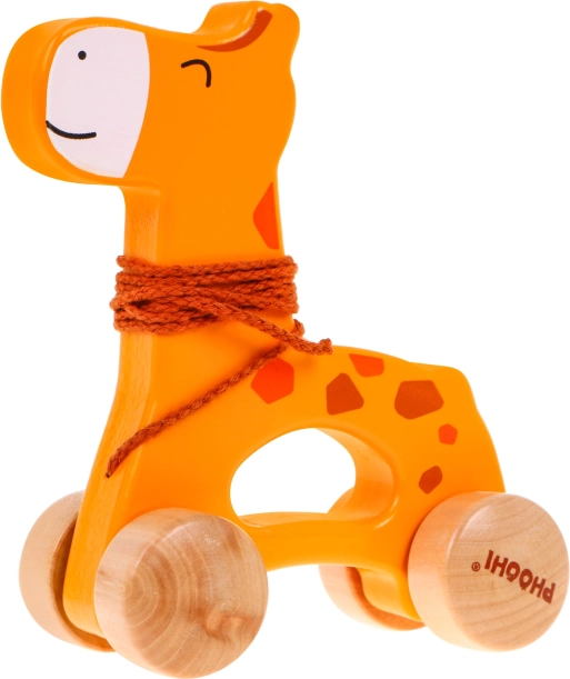 Medinė traukiama žirafa ant ratukų vaikams nuo 12 mėn.