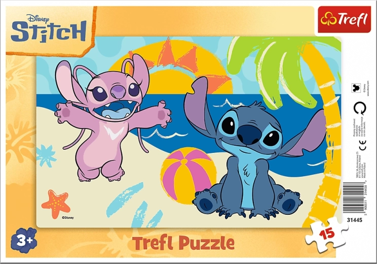 Trefl dėlionė Lilo & Stitch: prie jūros 15 dalių