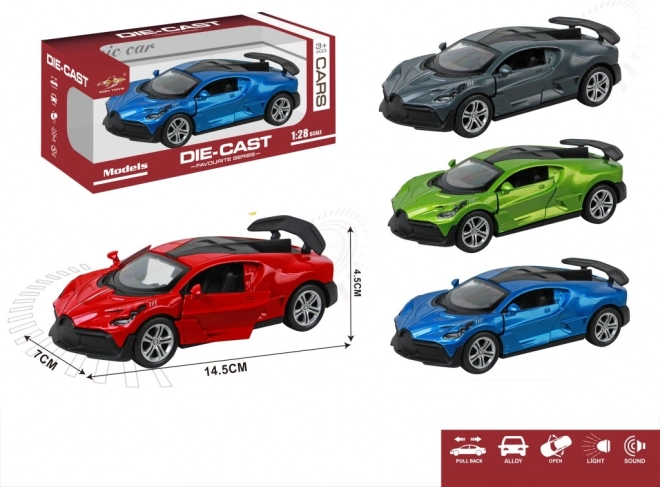 Metalinis automobilio modelis 1:28 su šviesa ir garsu