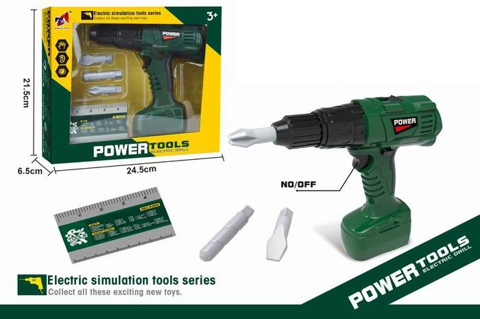 Vaikiškas akumuliatorinis grąžtas su baterijomis