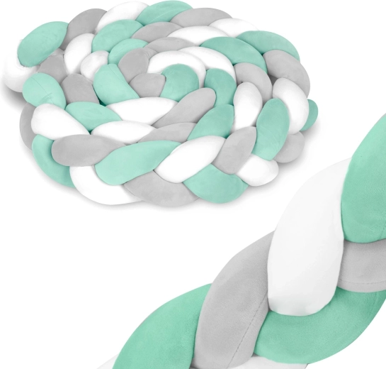 Megztas lovytės apsauginis bortelis 3 m mėtų–pilkas RICOKIDS