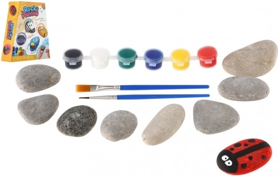 Piešimas ant akmenukų – kūrybinis rinkinys su dažais ir teptukais