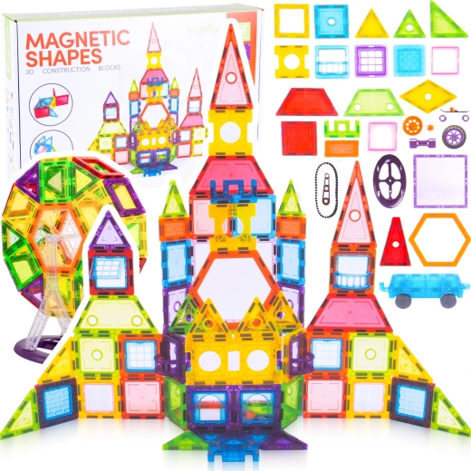 Magnetinės konstravimo dėlionės rinkinys, 130 dalių