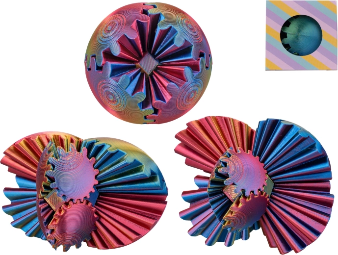 Antistresinis galvosūkio kamuoliukas 6 cm – dviejų spalvų spiralinis dėlionės kamuolys