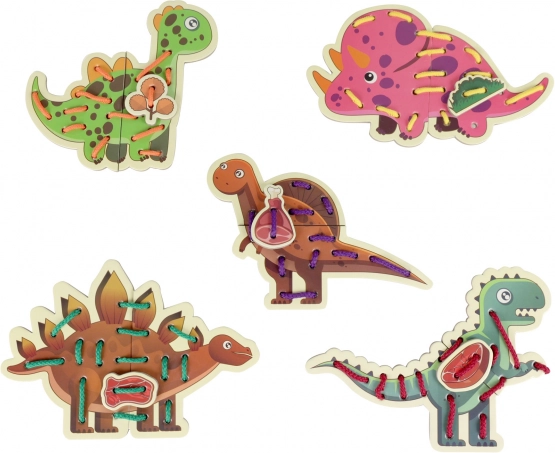 Wooden lacing toy – dinosaurs