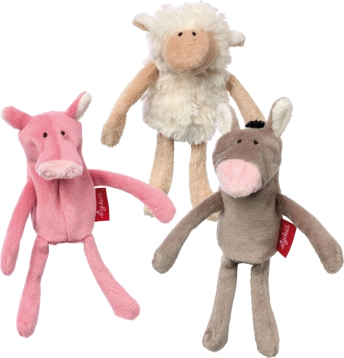 Pliušinių pirštinių lėlių rinkinys Sigikid: asiliukas, paršiukas ir avytė