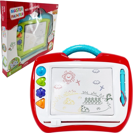 Didelė magnetinė piešimo lenta su antspaudukais – spalvota