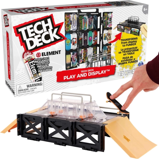 Tech Deck Play and Display – nešiojamas fingerboard skateparkas su stovu ELEMENT