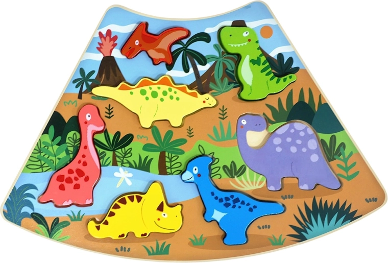 Medinės įstatomosios dėlionės „Dinozaurai“ – sujungiamas rinkinys