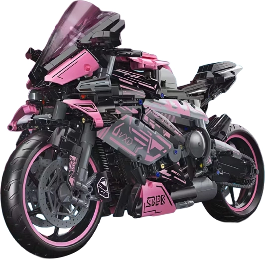 Building set Pink racing motorcycle 2066 pieces 1:5