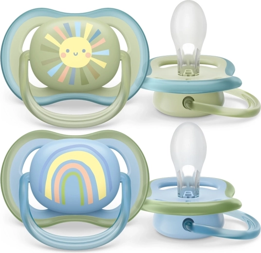 Philips Avent čiulptukas Ultra Air su vaivorykštės paveikslėliu, 0–6 mėn., 2 vnt.