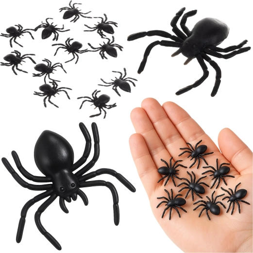 Plastikiniai vorai RUHHY – Helovino dekoracija, 10 vnt. (3 × 3 cm)
