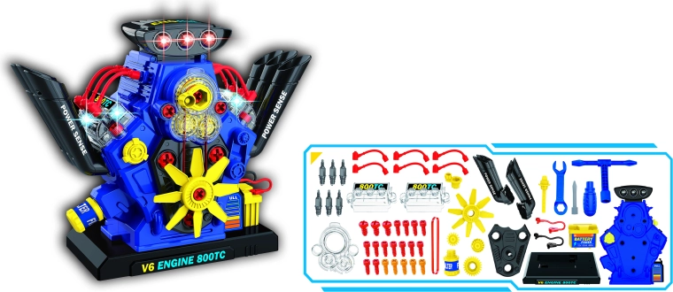 Screw-Together Engine with Light and Sound Effects, 56 Pieces