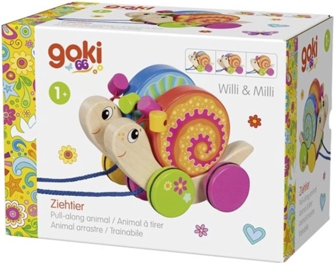 Goki medinė traukiama žaislinė sraigė Willi ir Milli
