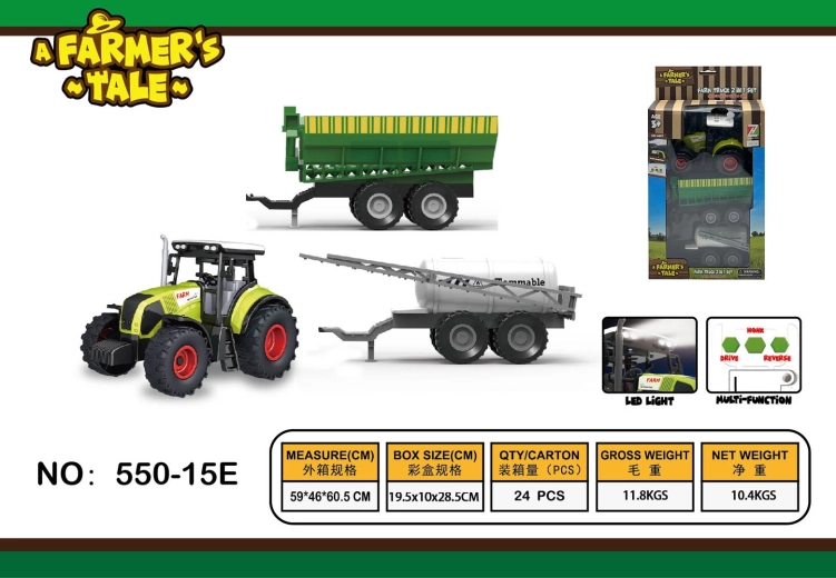 Interactive tractor with lights, sounds and trailers