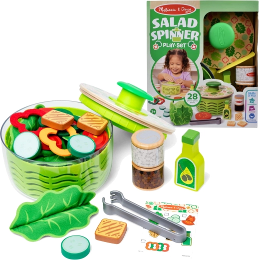 Melissa & Doug Children's Salad Preparation Set with Spinner, 28 Pieces