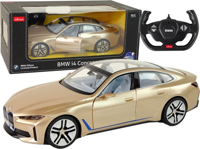 RC automobilis BMW i4 Rastar 1:14 auksinis