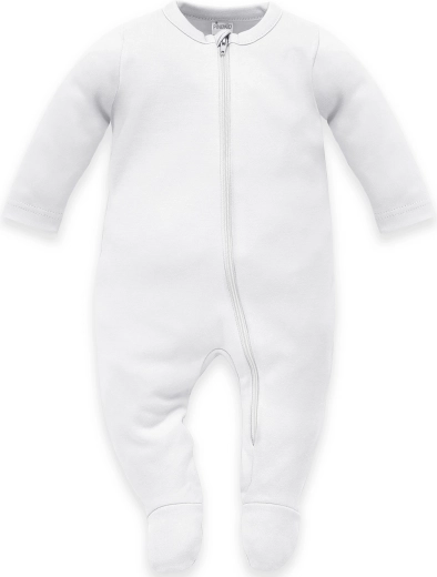 Pinokio Lovely Day zip-up romper, white cotton (size 62)