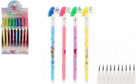 Pieštukas su vienaragiu su keičiamais antgaliais, 4 spalvos