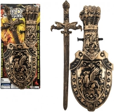 Vaikiškas plastikinis kardas su skydu, 48 cm