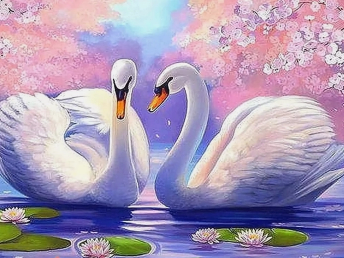Deimantinė mozaika „Gulbių ežeras“ 30 × 40 cm