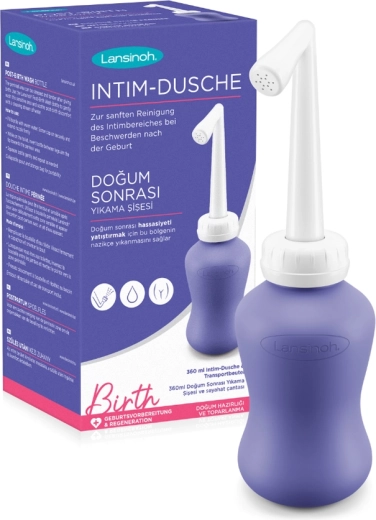 Lansinoh pogimdyminis tarpvietės dušas – nešiojamas bidė buteliukas 360 ml