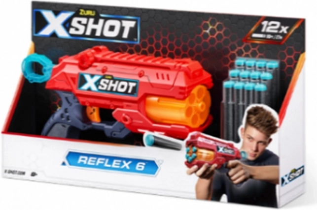Putos šaudmenų pistoletas X-SHOT Reflex 6 – oranžinis, 12 strėlyčių