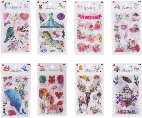 Popieriniai lipdukai, mišrūs motyvai, 18,5 × 10 cm, 6 lapų