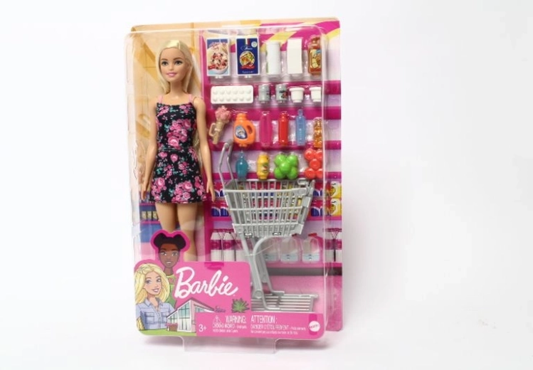 Barbie lėlė apsipirkimui su vežimėliu ir priedais