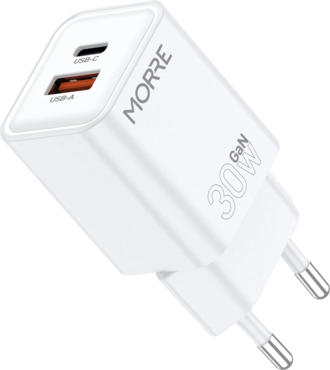 30 W GaN Charging Adapter with USB-C and USB-A