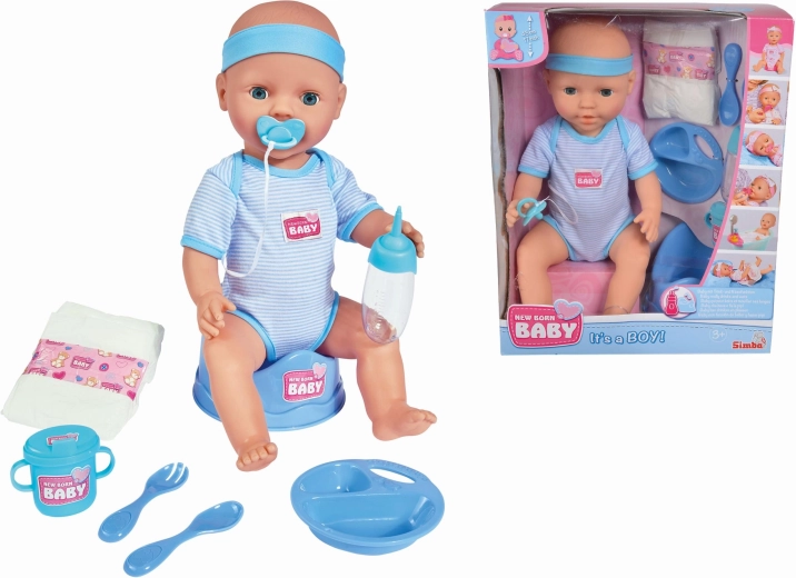 Simba New Born Baby Boy Doll with Accessories, 43 cm