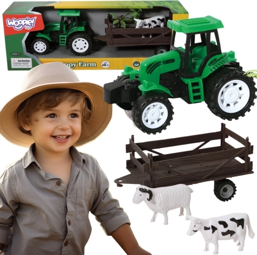 Woopie farm tractor with trailer and animal figure