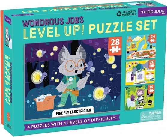 Mudpuppy Level Up! keisčiausios profesijos – vaikų dėlionės 4 viename