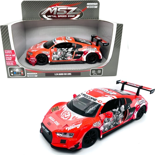 Metalinis Audi R8 LMS modelis su šviesos ir garso efektais, mastelis 1:24