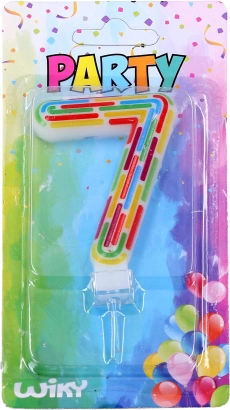 Torto šventinė žvakutė – skaičius 7, brūkšneliai