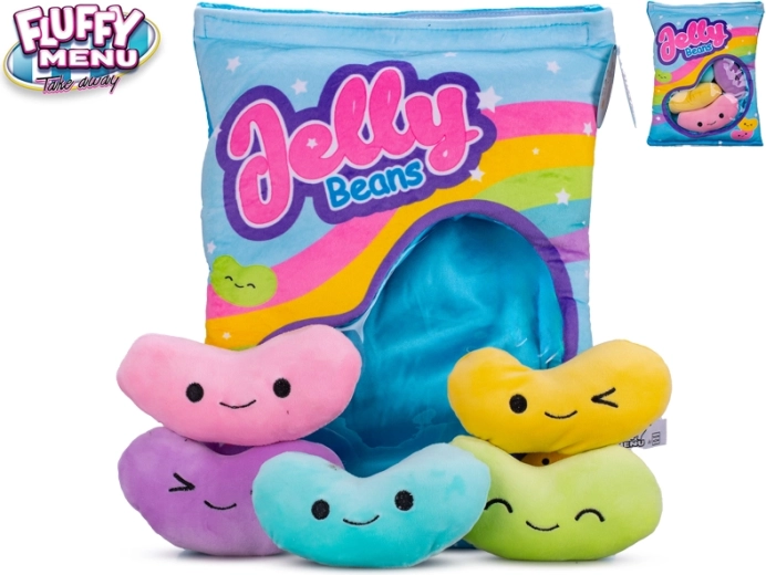 Fluffy Menu želė pupelės – pliušinis rinkinys su pagalvėle kūdikiams
