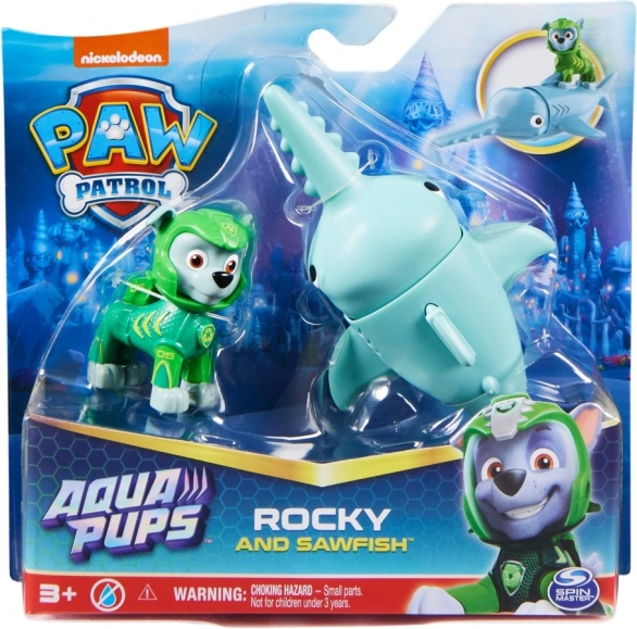 Paw Patrol Aqua Pups Rokis ir pjūklauodegė žuvis – figūrėlės su judančia galva
