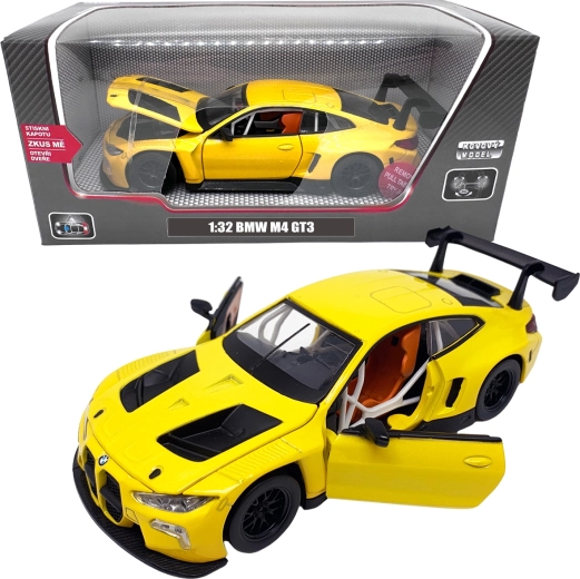 Metalinis BMW M4 GT3 modelis 1:32 geltonas