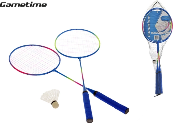 Badmintono rakečių rinkinys 62,5 cm su plunksniukais tinklelyje