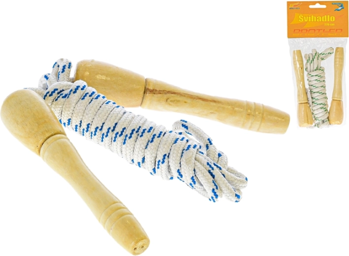 Šokdynė 270 cm su medinėmis rankenomis, 2 spalvos